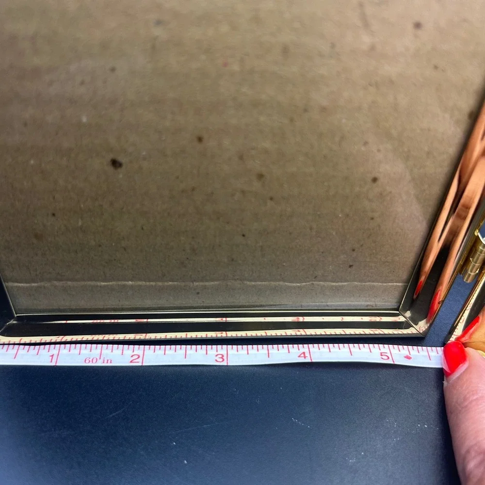 Vintage Gold Metal Double Folding Picture Frame 5x7 Bifold Tabletop